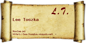 Lee Toszka névjegykártya